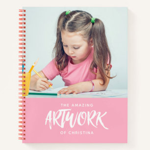 Personalized Pink Artist Photo Sketchbook Notebook