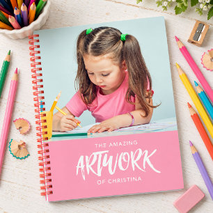 Personalized Pink Artist Photo Sketchbook Notebook
