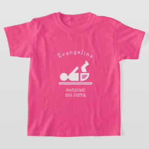 Personalized Pink AWESOME BIG SISTER T-Shirt