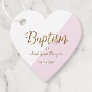 Personalized Pink Baby baptism HEART thank you Favour Tags