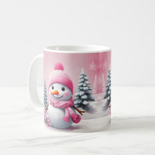 Personalized Pink Baby Christmas Snowman Coffee Mug