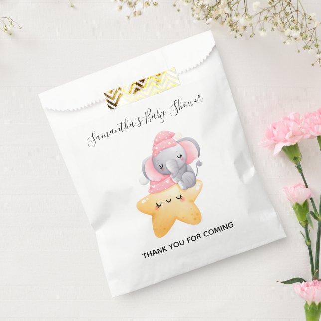 Personalized Pink Baby Elephant Baby Shower  Favour Bag (Sealed)