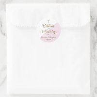 Personalized Pink Baby Girl baptism first birthday