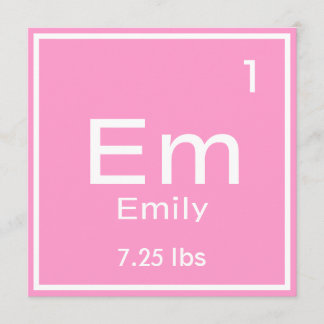 Personalized Pink Baby Girl Element Announcement