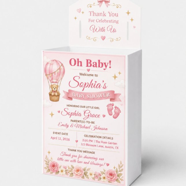Personalized Pink Baby Shower Favour Box (Creator Uploaded)
