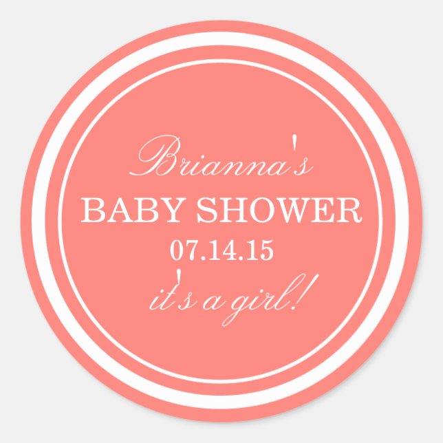 Personalized | Pink Baby Shower Stickers (Front)