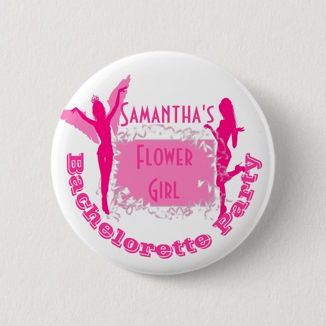 Personalized pink bachelorette party 2 inch round button (Front)