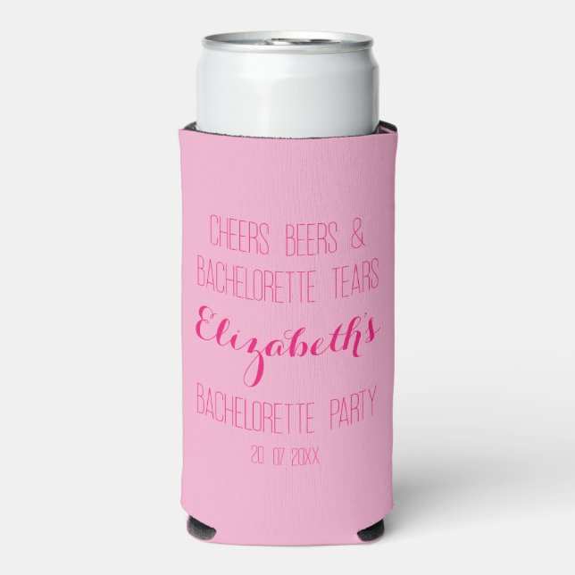 Personalized Pink Bachelorette Party  Seltzer Can Cooler (Seltzer Front)