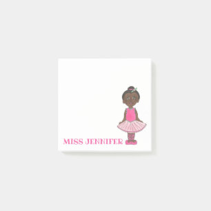 Personalized Pink Ballerina Ballet Dance Teacher Post-it Notes