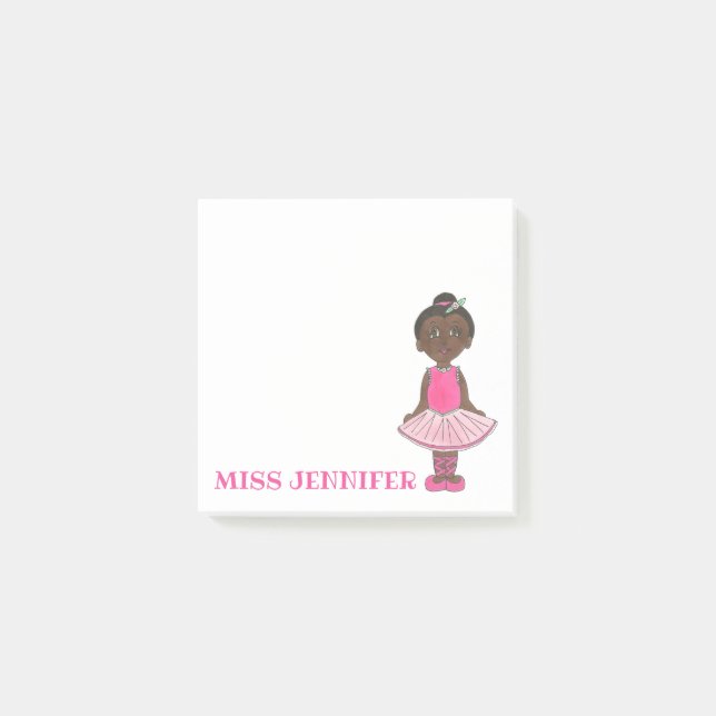 Personalized Pink Ballerina Ballet Dance Teacher Post-it Notes (Front)