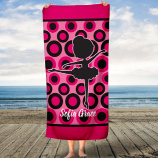 Personalized Pink Ballerina Kid's Bath Towel