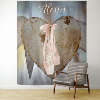 Personalized Pink Ballet Dance Studio Backdrop Tapestry