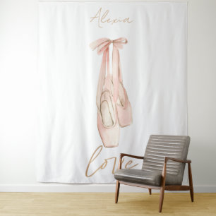 Personalized Pink Ballet Dance Studio Backdrop Tapestry