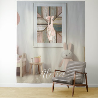 Personalized Pink Ballet Dance Studio Backdrop Tapestry