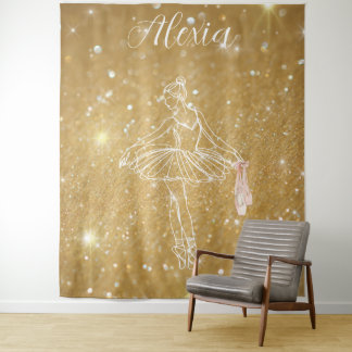 Personalized Pink Ballet Dance Studio Backdrop Tapestry