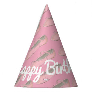 Personalized Pink Ballet Shoe Ballerina Birthday Party Hat