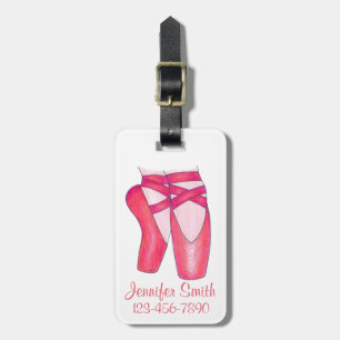 Personalized Pink Ballet Toe Pointe Shoes Dance Luggage Tag