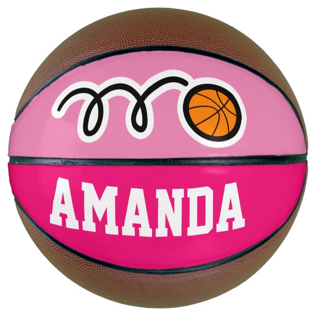 Personalized pink basketball for girl's Birthday (Front)