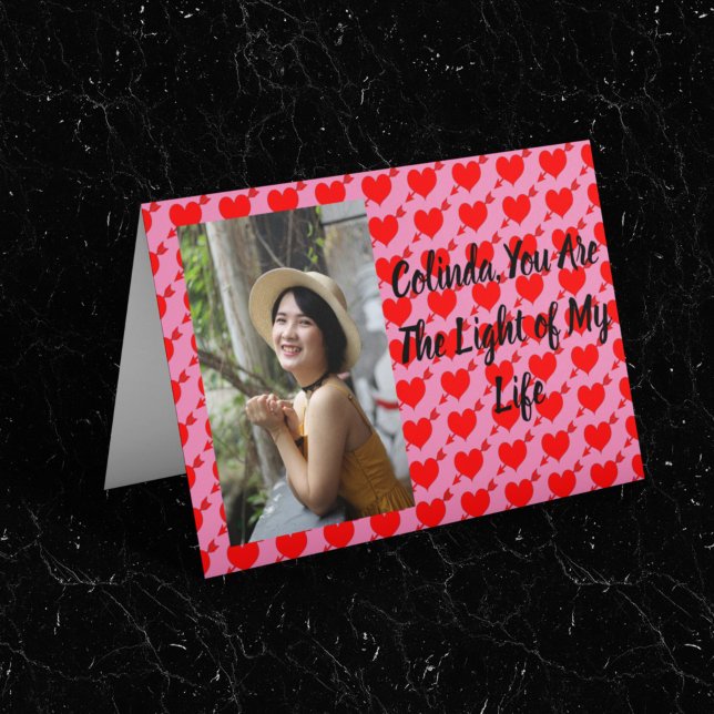 Personalized Pink Be My Valentine Red Heart Card (Creator Uploaded)