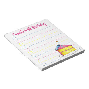 Personalized Pink Birthday Cake Party Favour Notepad