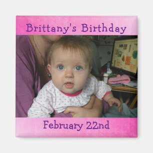 Personalized Pink Birthday Reminder Magnet