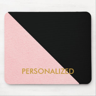 Personalized Pink & Black Abstract Pattern Mouse Pad