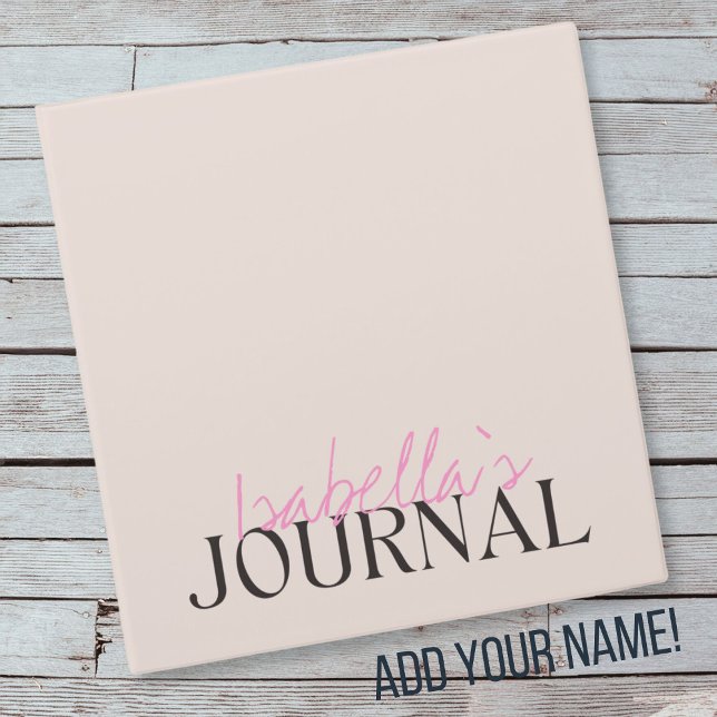 Personalized Pink & Black Binder Journal (Pink & Black Personalized 3 Ring Binder Journal)