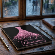 Personalized Pink Black Glitter Gown Sketchbook