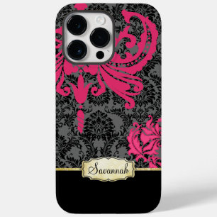 Personalized Pink Black Grey and Gold  Case-Mate iPhone 14 Pro Max Case