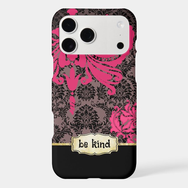 Personalized Pink Black Grey Floral Damask (Back)