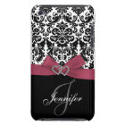 Personalized Pink, Black Ornate Damask Case