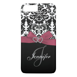 Personalized Pink, Black Ornate Damask Pattern Case-Mate iPhone Case