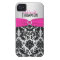 Personalized Pink, Black, Silver Damask