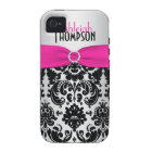 Personalized Pink, Black, Silver Damask