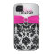 Personalized Pink, Black, Silver Damask