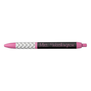 Personalized Pink Black Teacher's Writing Pen Gift