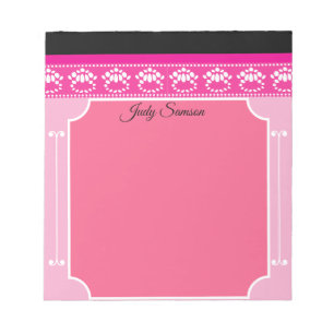 Personalized Pink Black & White Decorative Trendy  Notepad