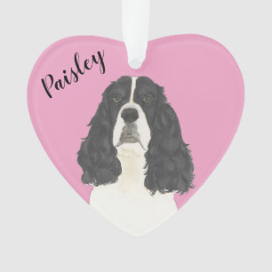 Personalized Pink Black White English Springer Ornament