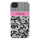 Personalized Pink, Black, White Striped Damask