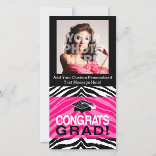 Personalized Pink Black Zebra Graduation Party