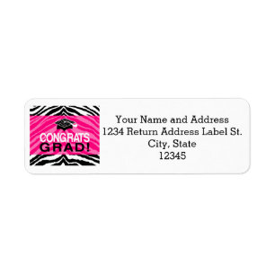 Personalized Pink Black Zebra Graduation Party