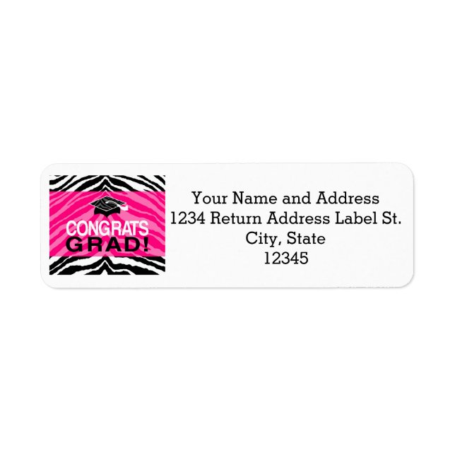 Personalized Pink Black Zebra Graduation Party (Front)