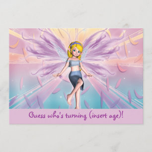 Personalized pink blonde fairy birthday invitation