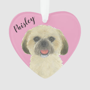 Personalized Pink Blonde Tan Golden Shih Tzu Ornament