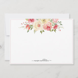 Personalized Pink Blooms Watercolor Floral Card