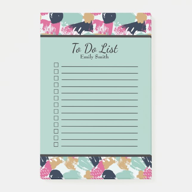 Personalized Pink Blue Black Lined To Do List Post-it Notes (Front)