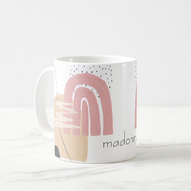 Personalized Pink Blush Abstract Shapes Mug (Front Left)