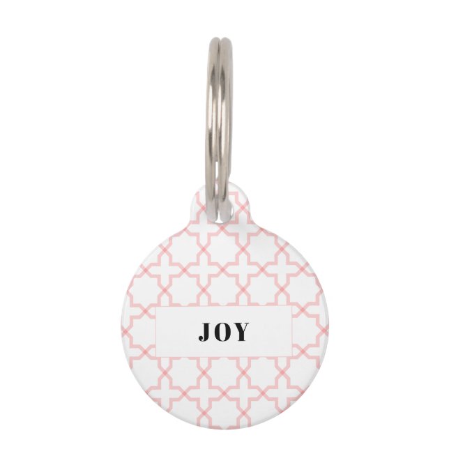 Personalized Pink Blush Pattern Pile Pet Tag (Front)