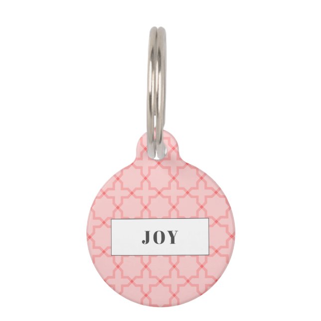 Personalized Pink Blush Pattern Pile Pet Tag (Front)