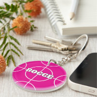 Personalized pink Bocce Ball keychain gift